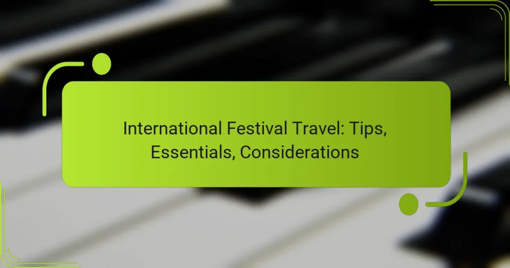 International Festival Travel: Tips, Essentials, Considerations