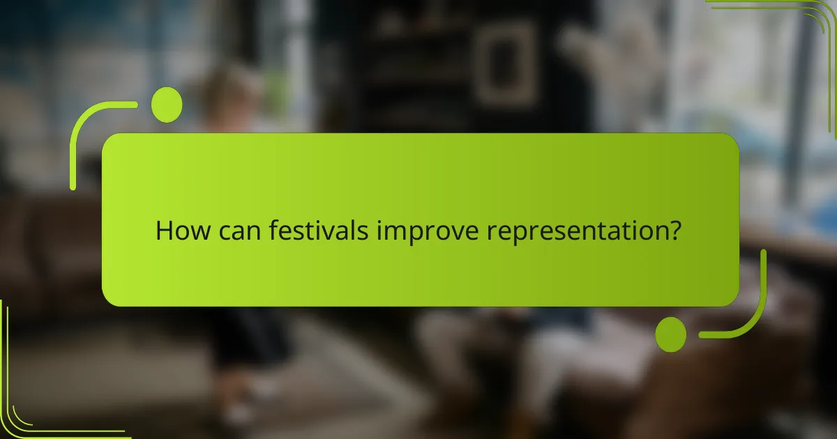 How can festivals improve representation?
