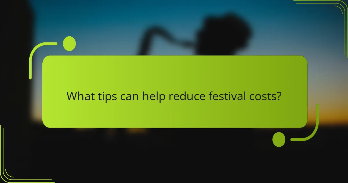 What tips can help reduce festival costs?